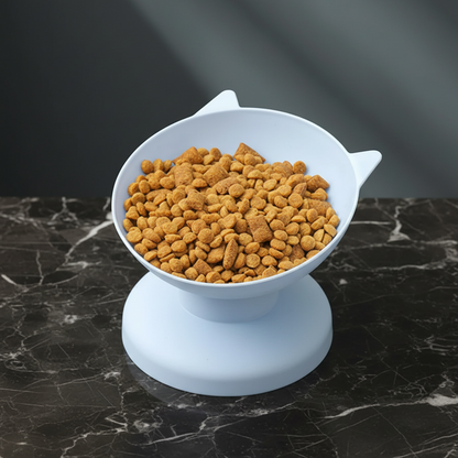 blue cat bowl tilted