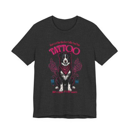 Border Collie Biker Ink Shop T-Shirt – Close-up Detail 2