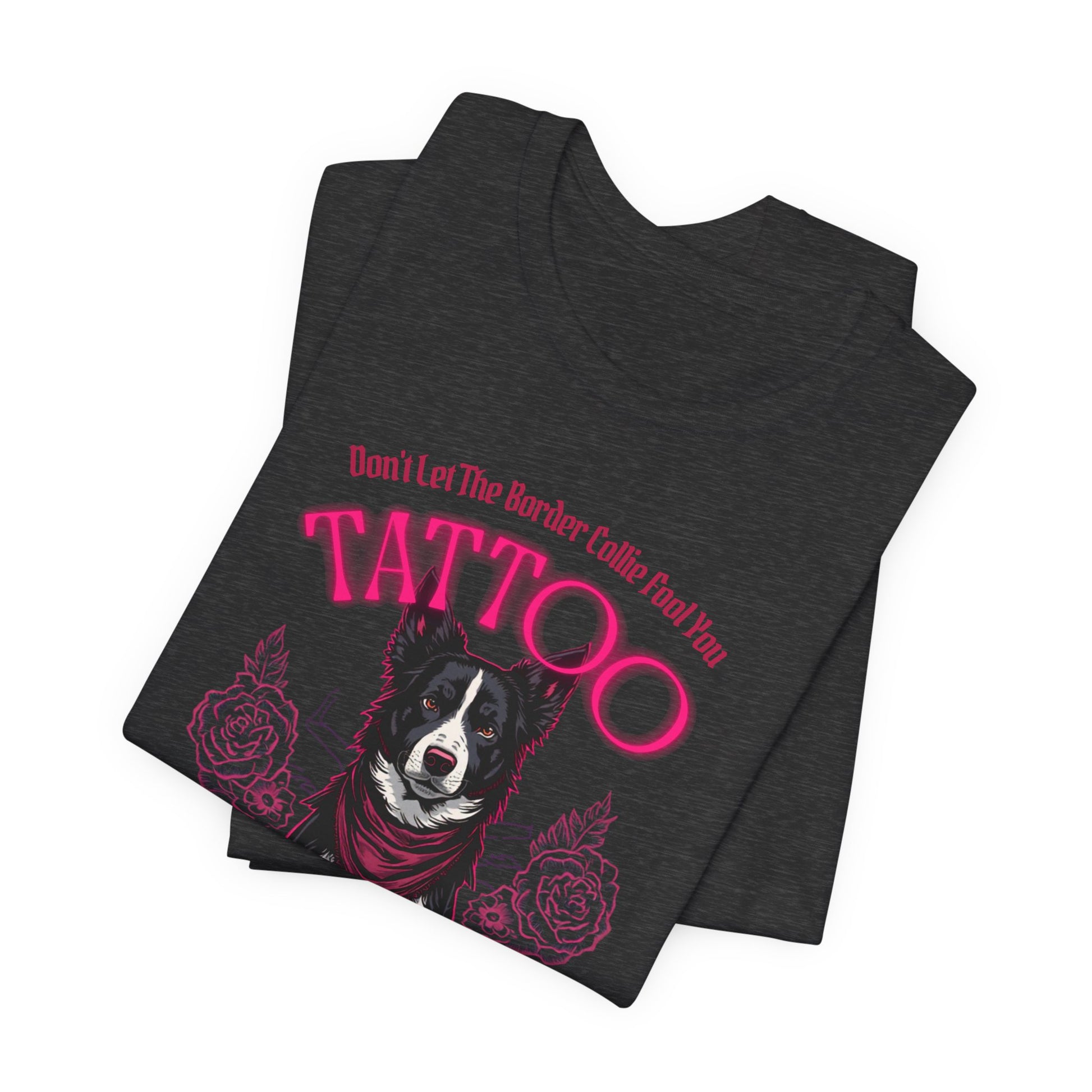Border Collie Biker Ink Shop T-Shirt – Close-up Detail 4