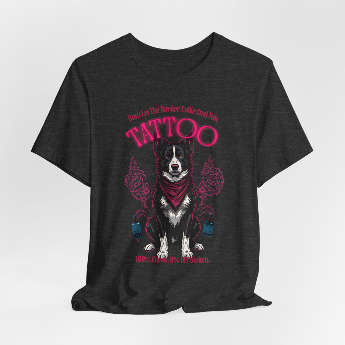Border Collie Biker Ink Shop T-Shirt – Close-up Detail 5