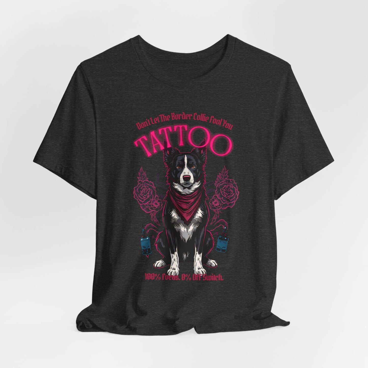 Border Collie Biker Ink Shop T-Shirt – Close-up Detail 5