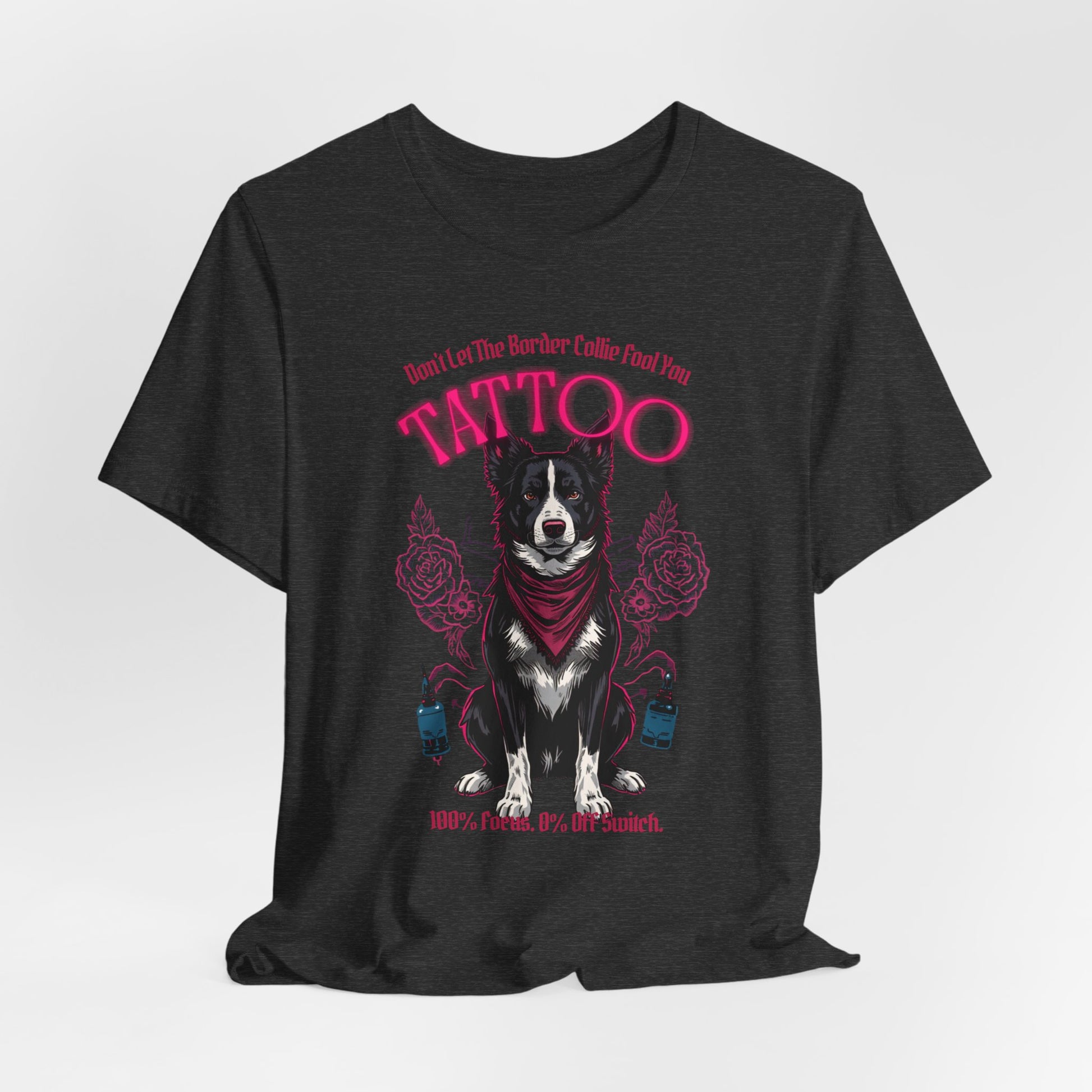 Border Collie Biker Ink Shop T-Shirt – Close-up Detail 5