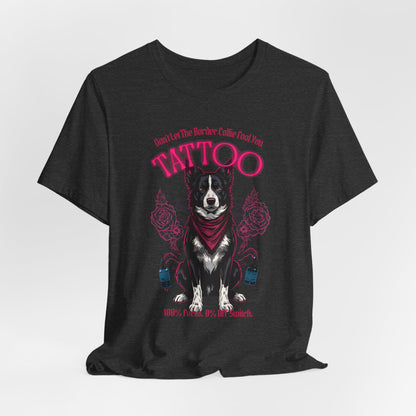 Border Collie Biker Ink Shop T-Shirt – Close-up Detail 5