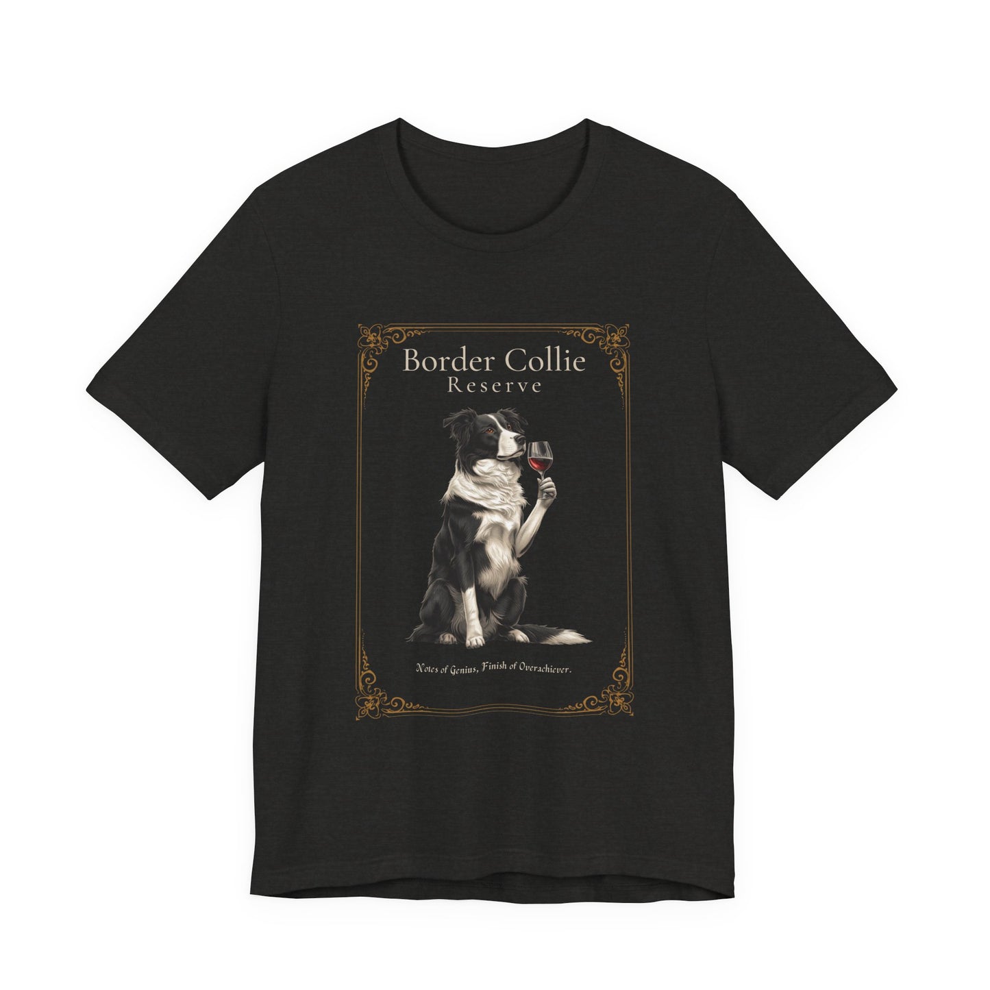Border Collie Breed Sommelier t-shirt in dark grey heather - flat lay