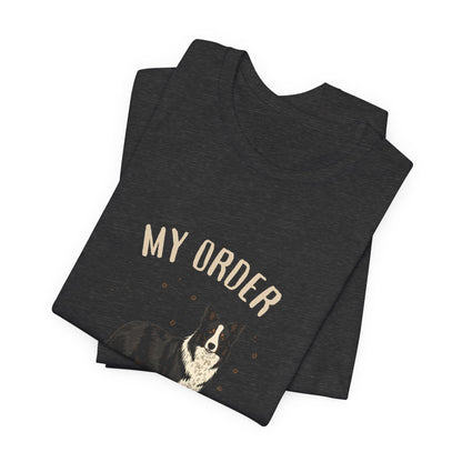 Border Collie Café Order T-Shirt – Close-up Detail 4