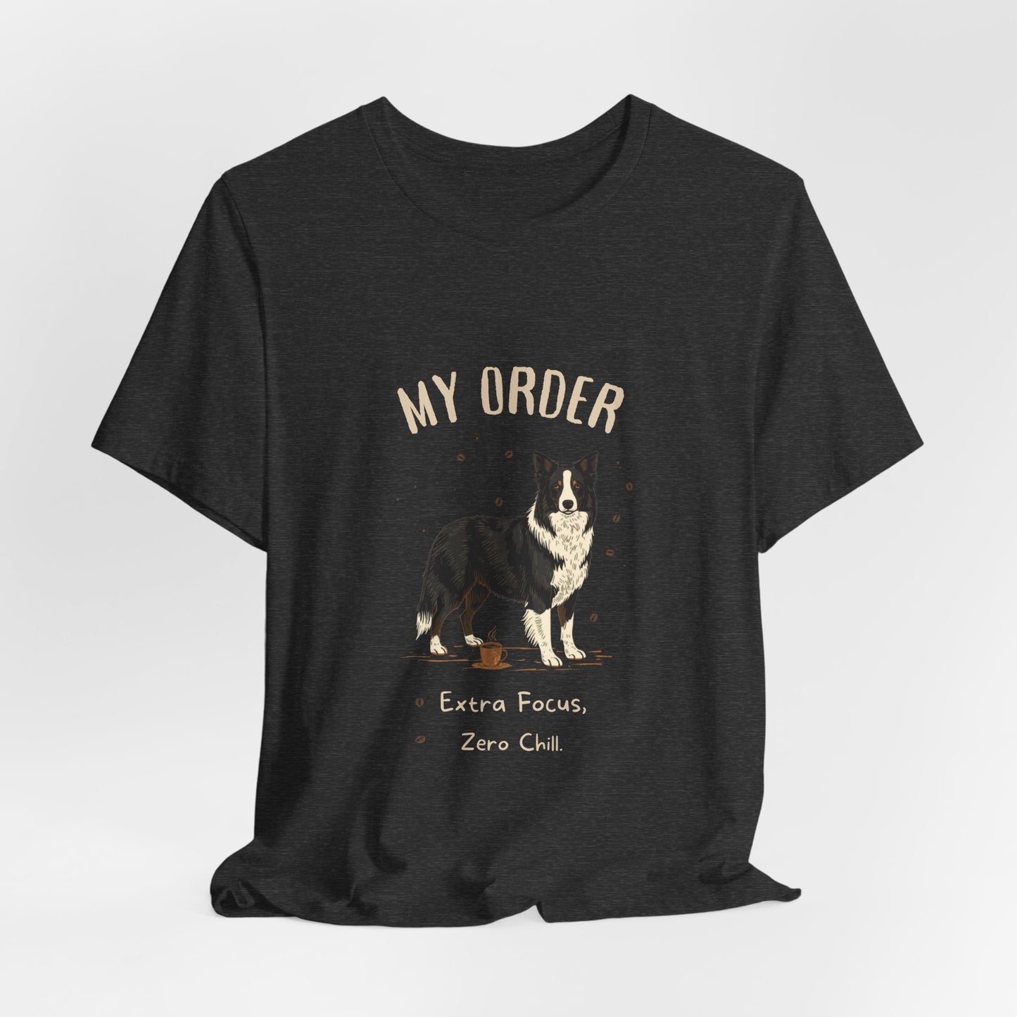 Border Collie Café Order T-Shirt – Close-up Detail 5