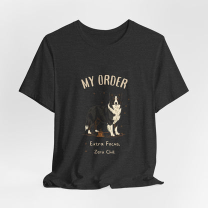 Border Collie Café Order T-Shirt – Close-up Detail 5