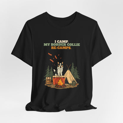Border Collie camping tee folded flat lay
