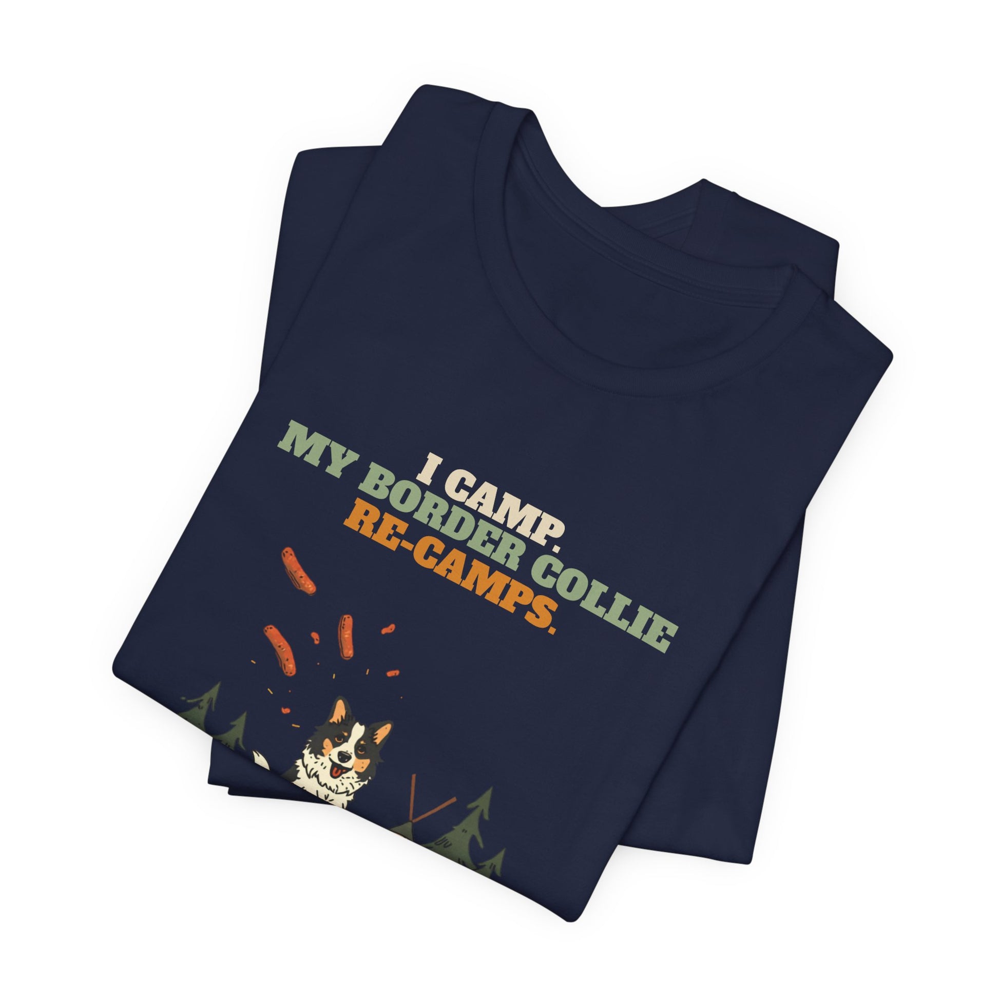 Border Collie camping tee full design view