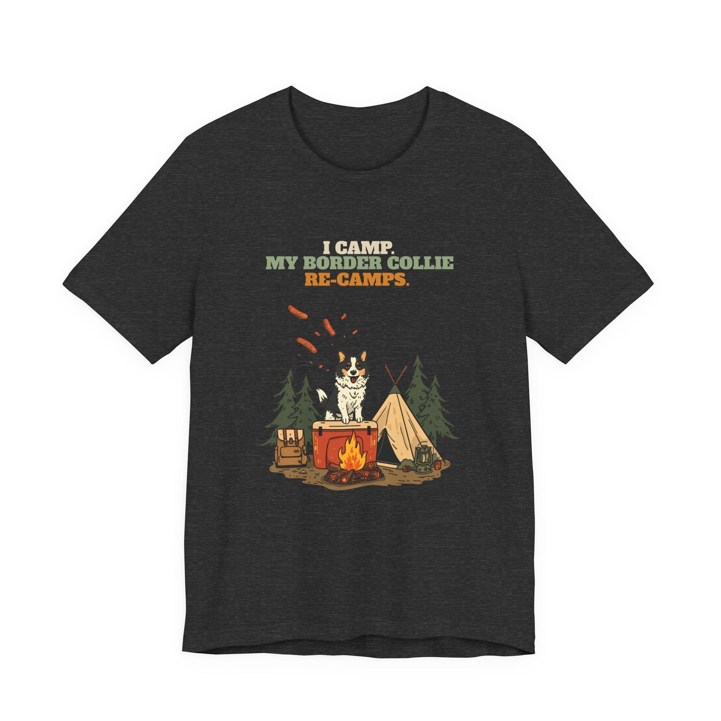 Border Collie camping tee model side pose