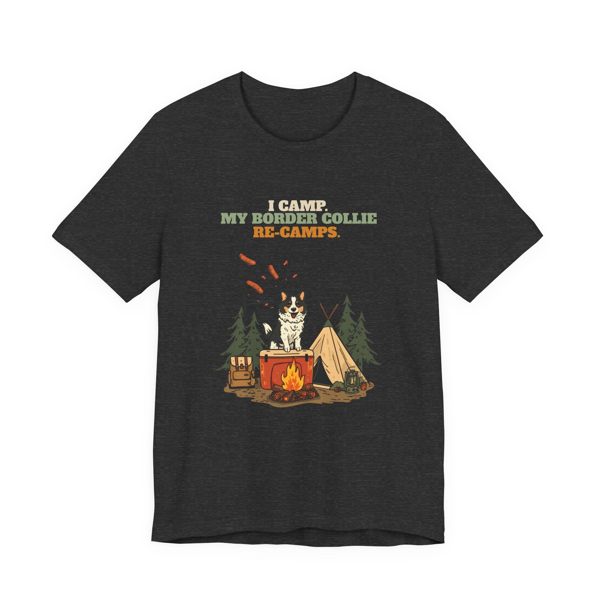 Border Collie camping tee model side pose