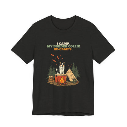 Border Collie camping t-shirt Black colourway