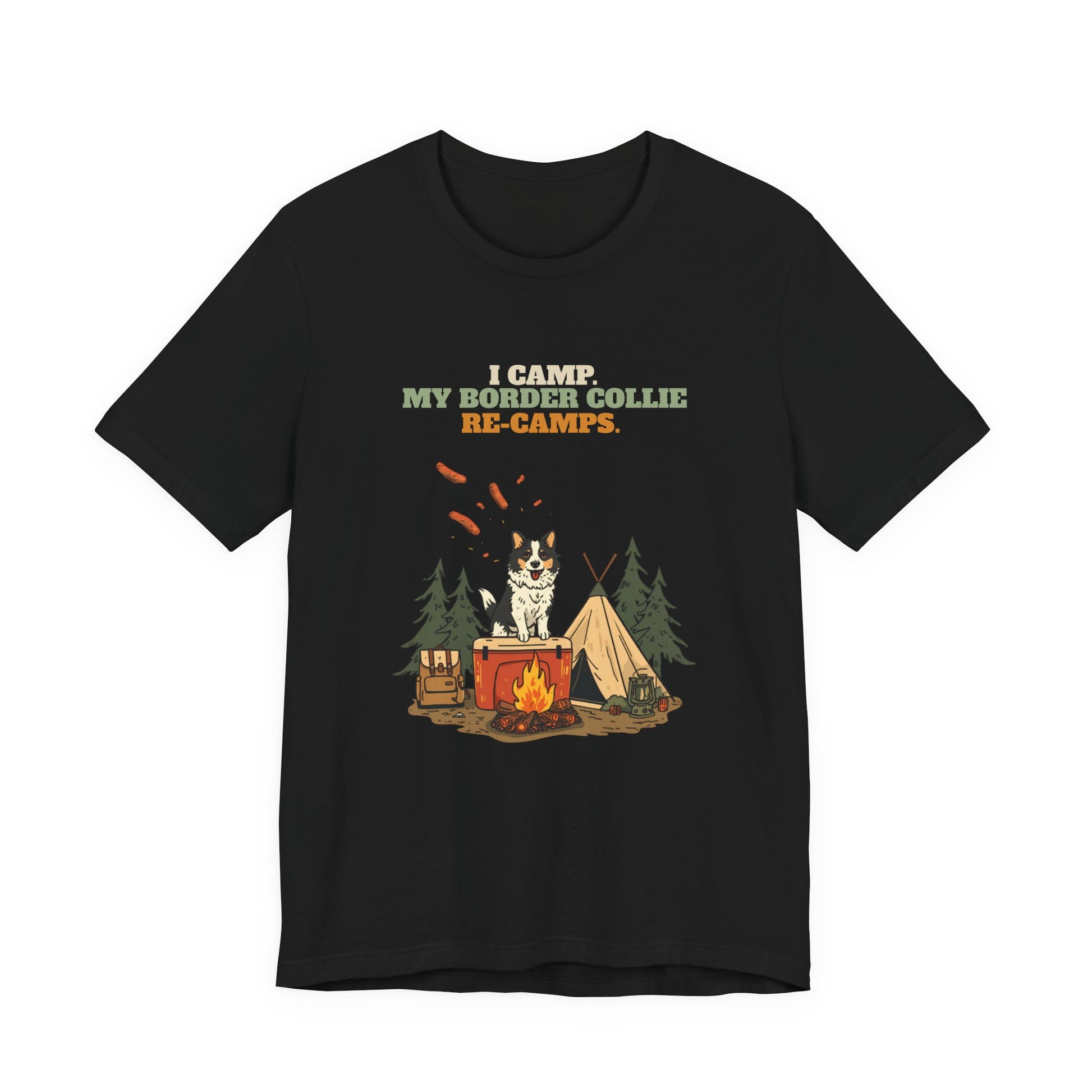 Border Collie camping t-shirt colour option