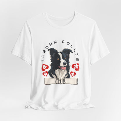 Border Collie Club Soft Pink graphic tee close-up — SniffWaggleNWalk™