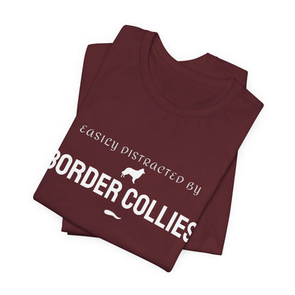 Border Collie funny dog t-shirt in black, flat lay with full slogan