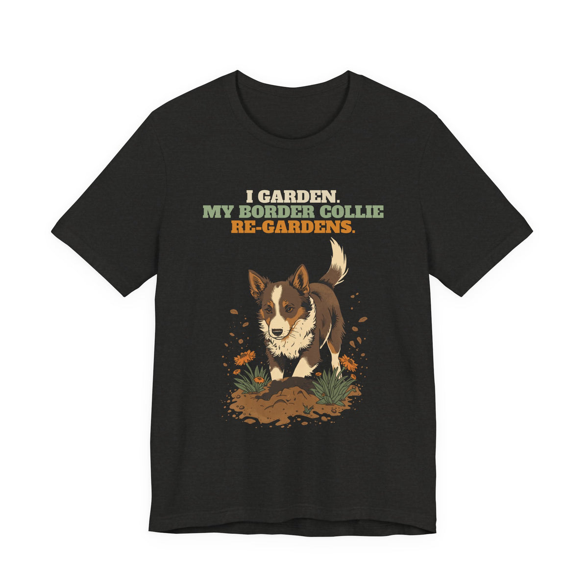 Border collie gardening tee in navy