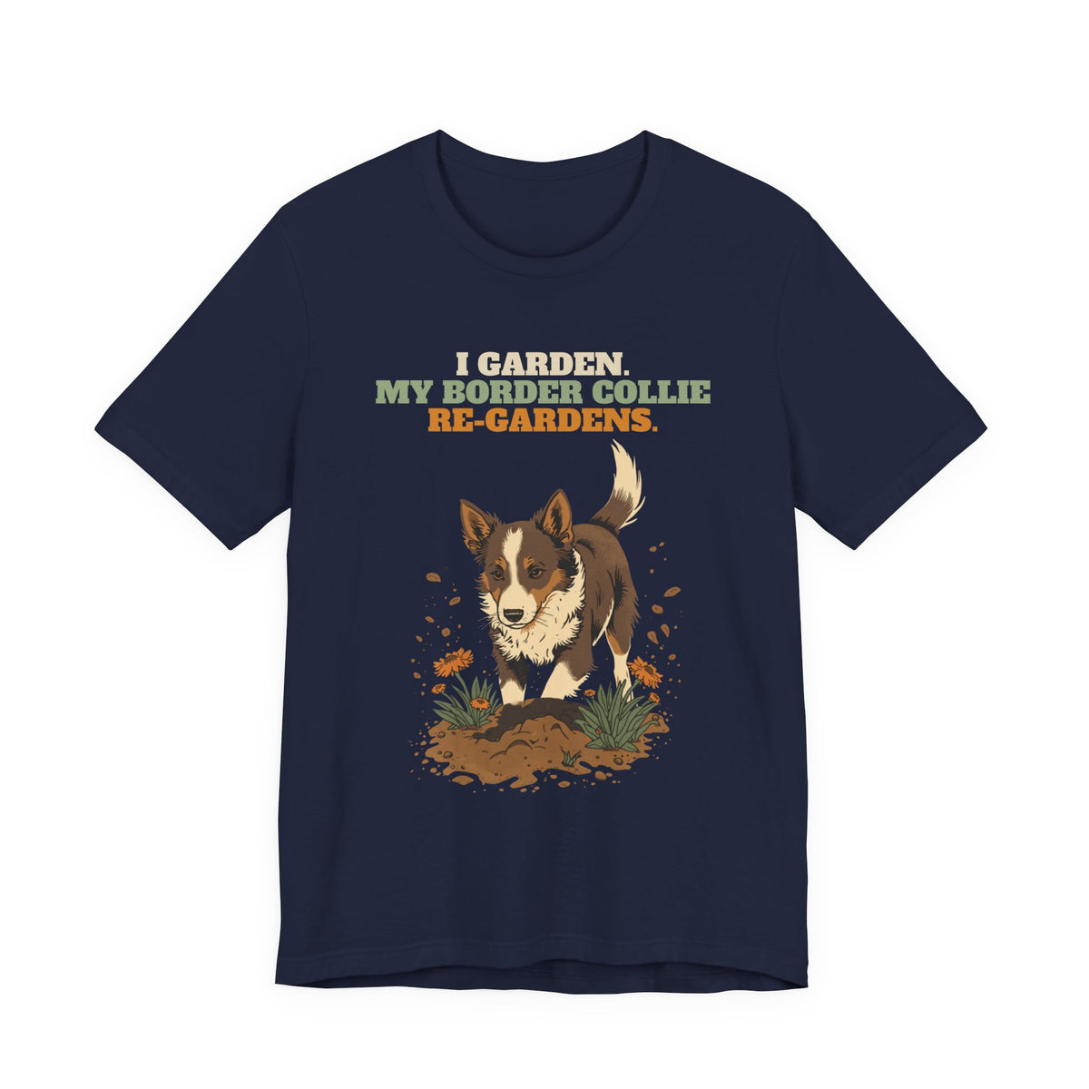 Border collie gardening unisex tee front