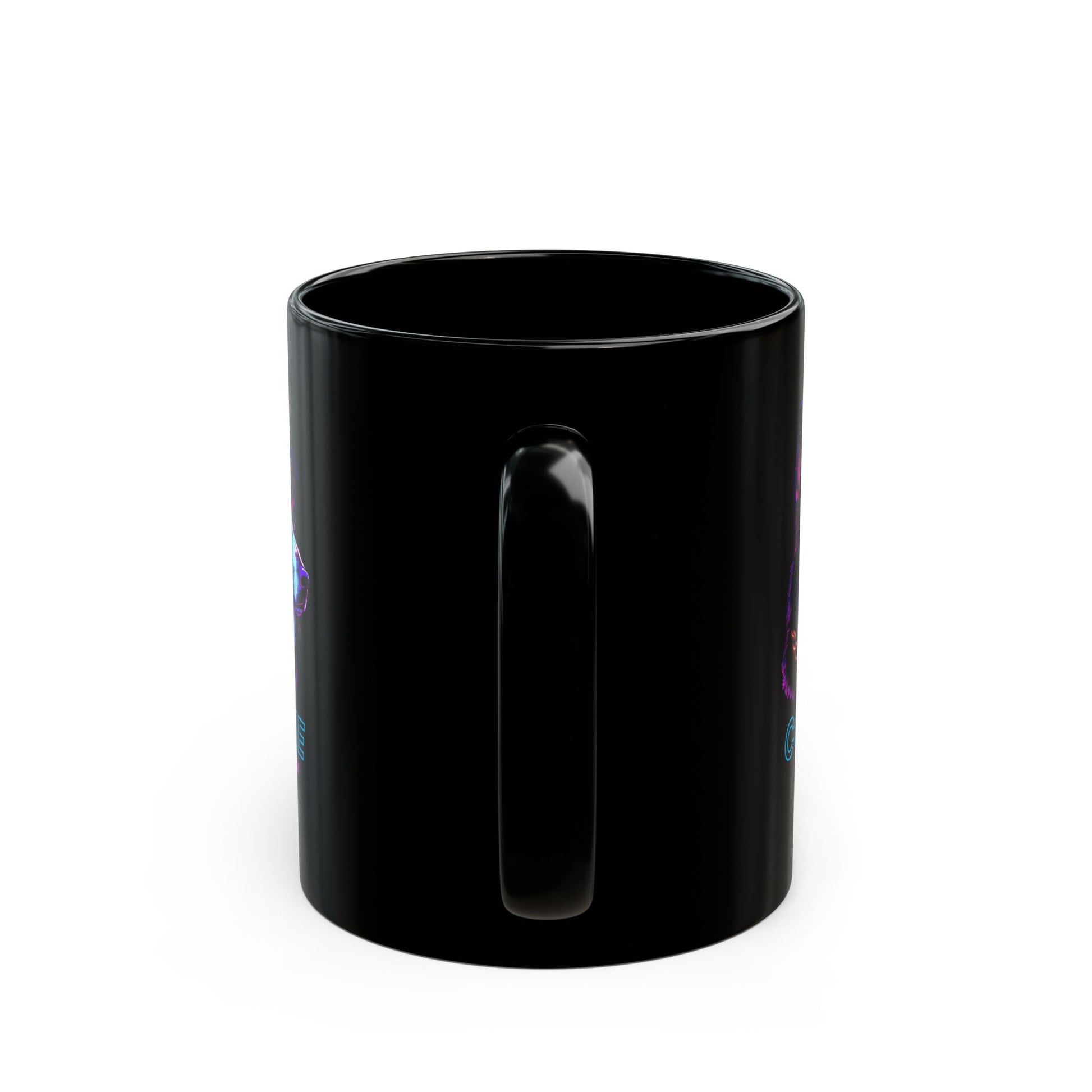 Border Collie neon mug side view with handle