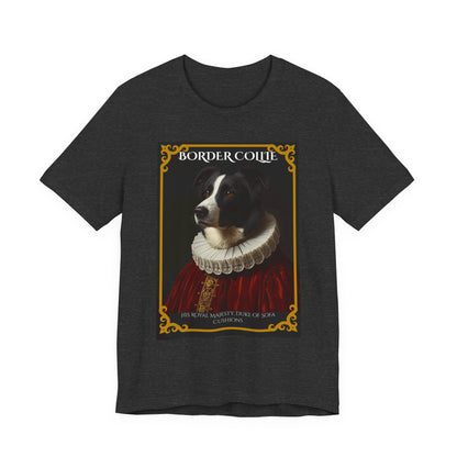 Dark Grey Heather colourway of the Border Collie Royal Portrait t-shirt