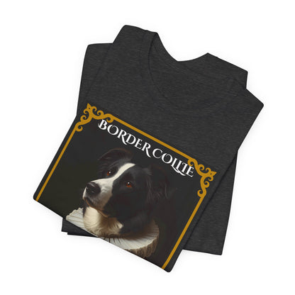 Border Collie Royal Portrait t-shirt fabric detail close-up