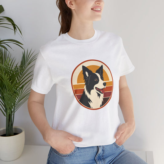 Border Collie Sunset T-Shirt in White — SniffWaggleNWalk™