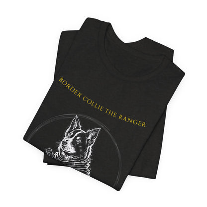 Border Collie The Ranger T-Shirt worn by model outdoors