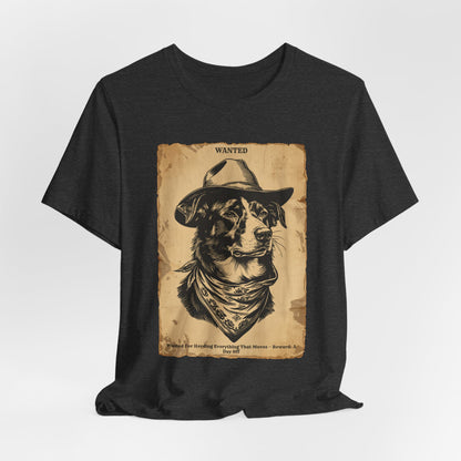 Border Collie Wanted Outlaw t-shirt fabric detail 5