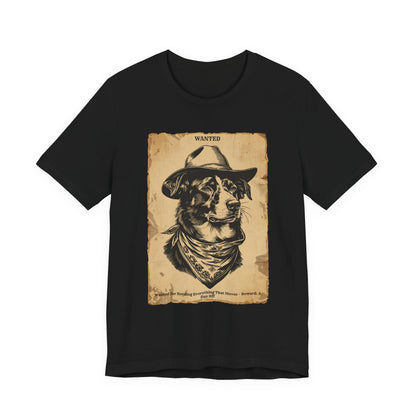 Border Collie Wanted Outlaw t-shirt flat lay black