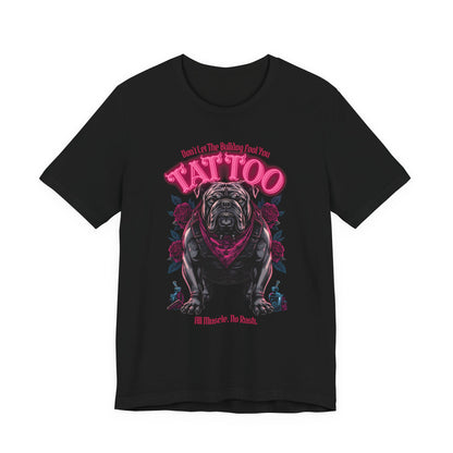 Bulldog Biker Ink Shop t-shirt in black, flat lay