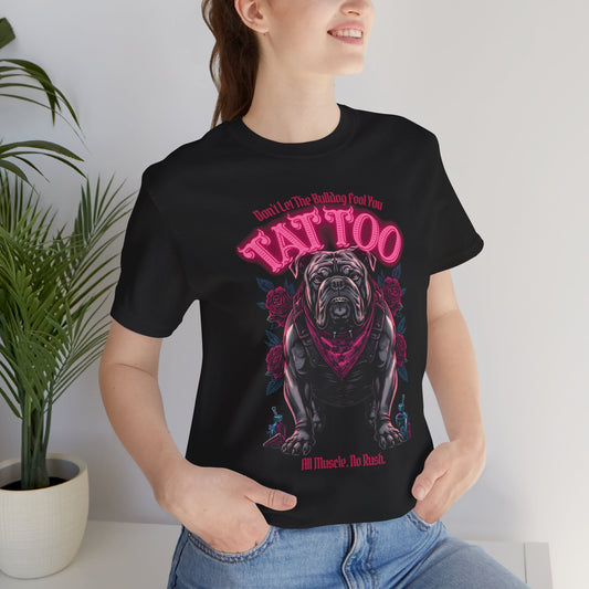 Bulldog Biker Ink Shop t-shirt in black, front view