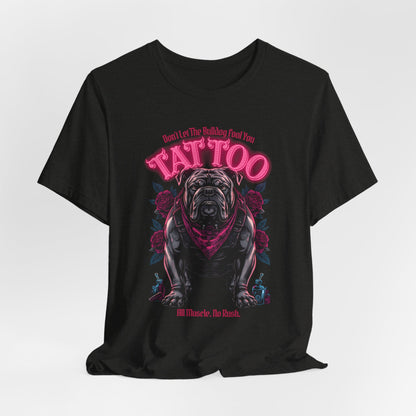 Bulldog Biker Ink Shop t-shirt in black heather, lifestyle photo