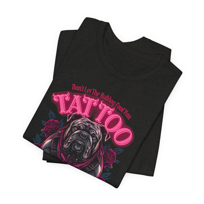 Bulldog Biker Ink Shop t-shirt in black heather, side view