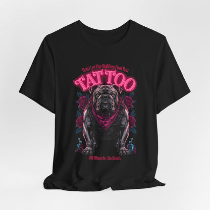 Bulldog Biker Ink Shop t-shirt in dark grey heather, side view
