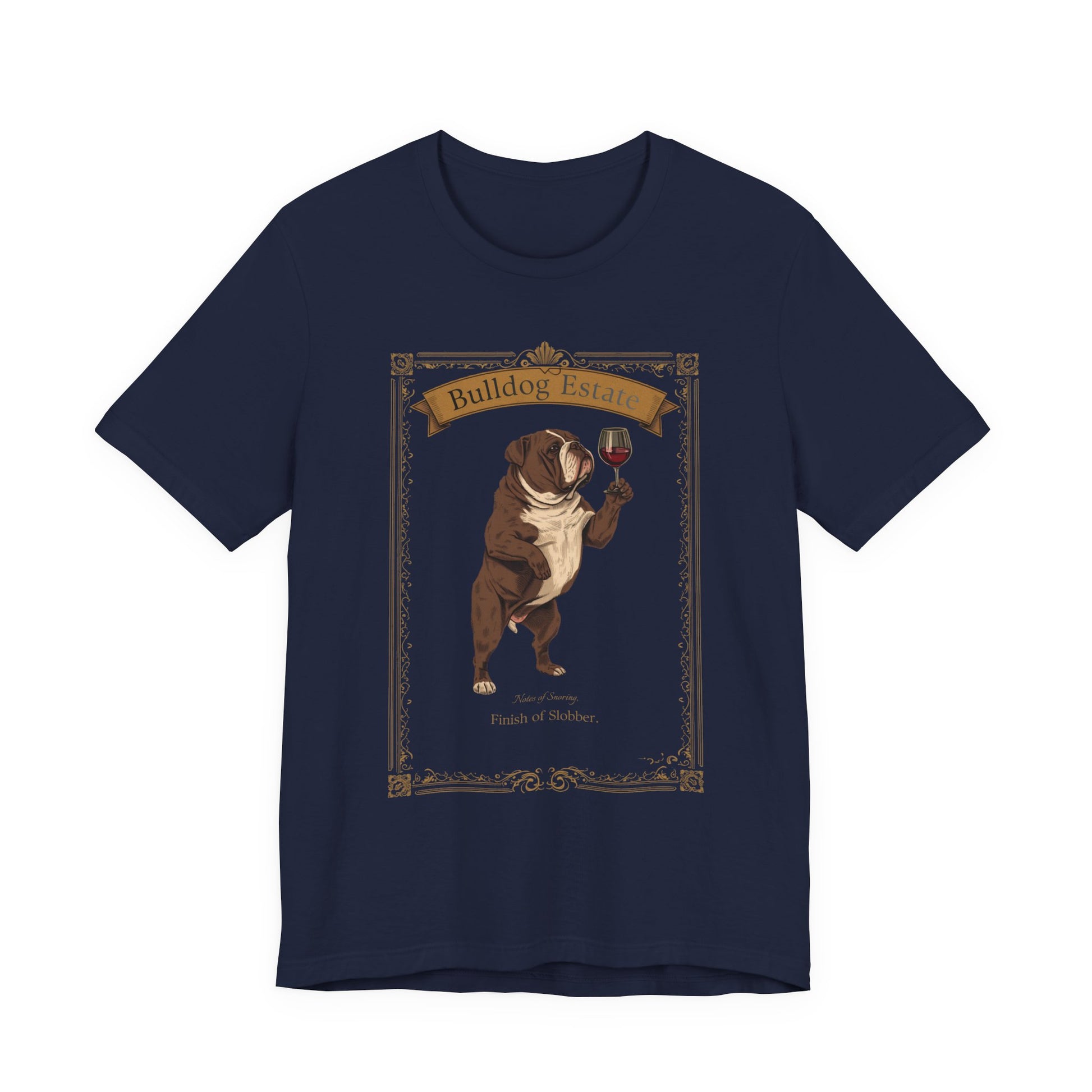 Model wearing Bulldog Breed Sommelier t-shirt in black heather