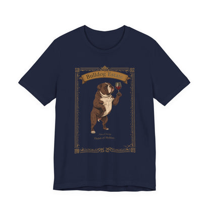 Model wearing Bulldog Breed Sommelier t-shirt in black heather