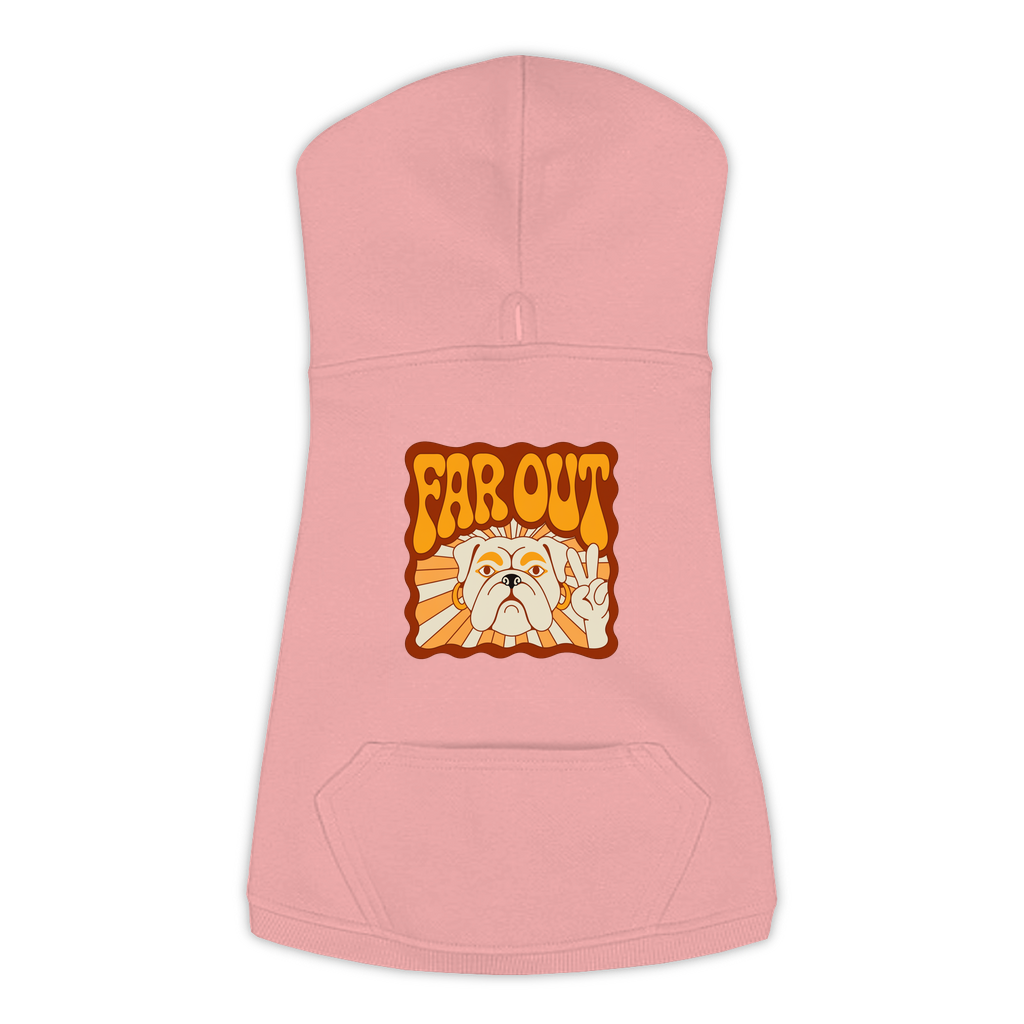 Bulldog Far Out dog hoodie in Mauvelous, sizes L-3XL