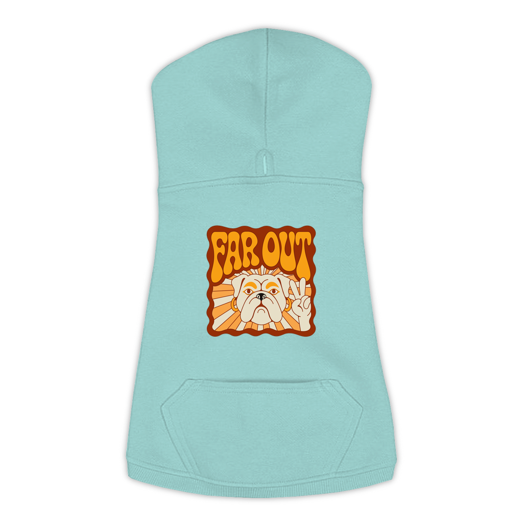 Bulldog Far Out dog hoodie in Saltwater, sizes L-3XL