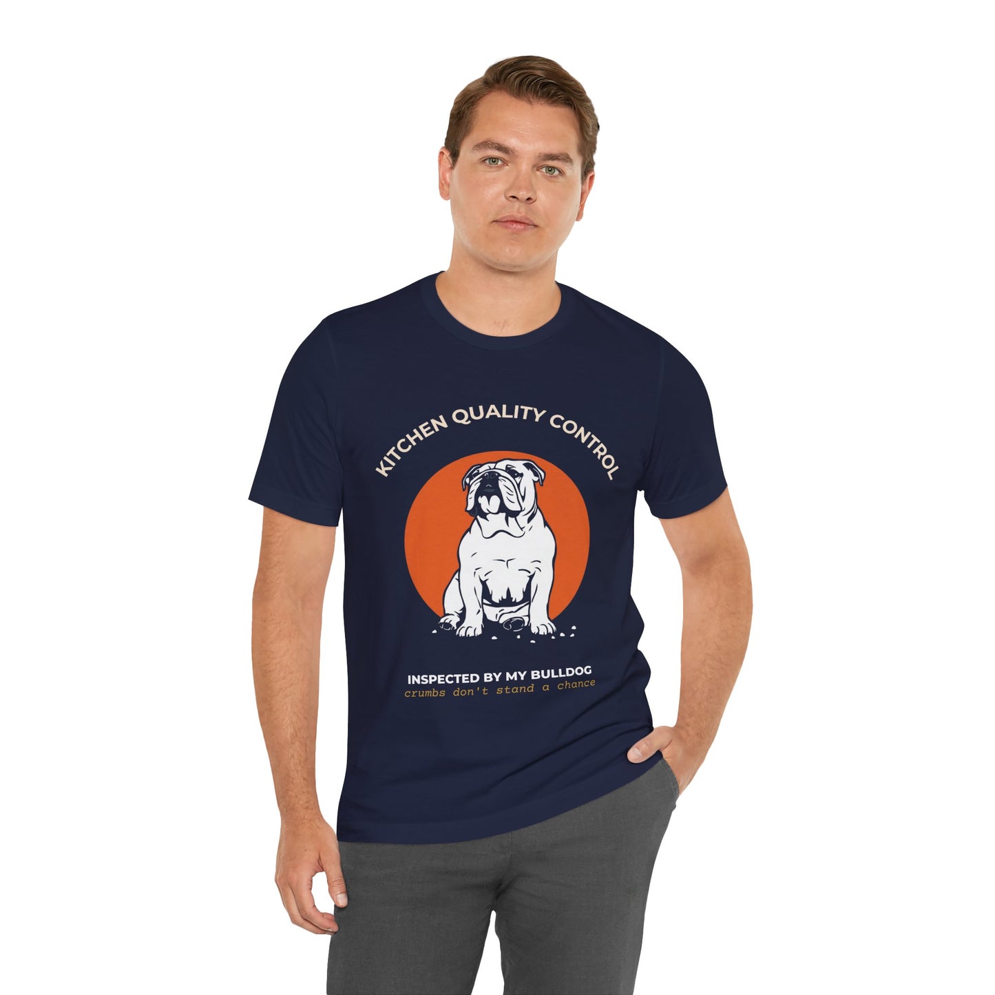 Kitchen Quality Control Bulldog t-shirt — funny Bulldog kitchen tee on Bella+Canvas 3001, view 30