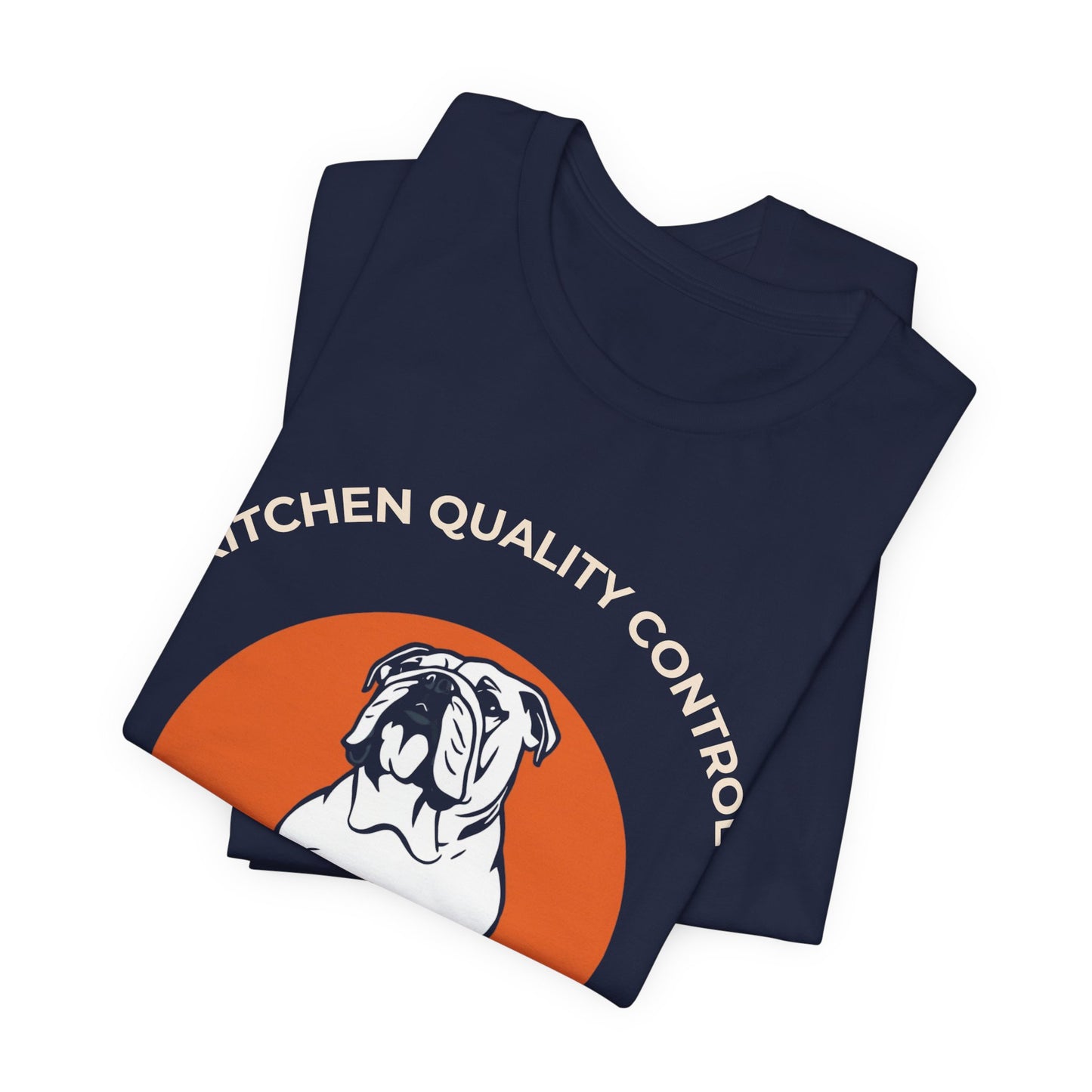 Kitchen Quality Control Bulldog t-shirt — funny Bulldog kitchen tee on Bella+Canvas 3001, view 33