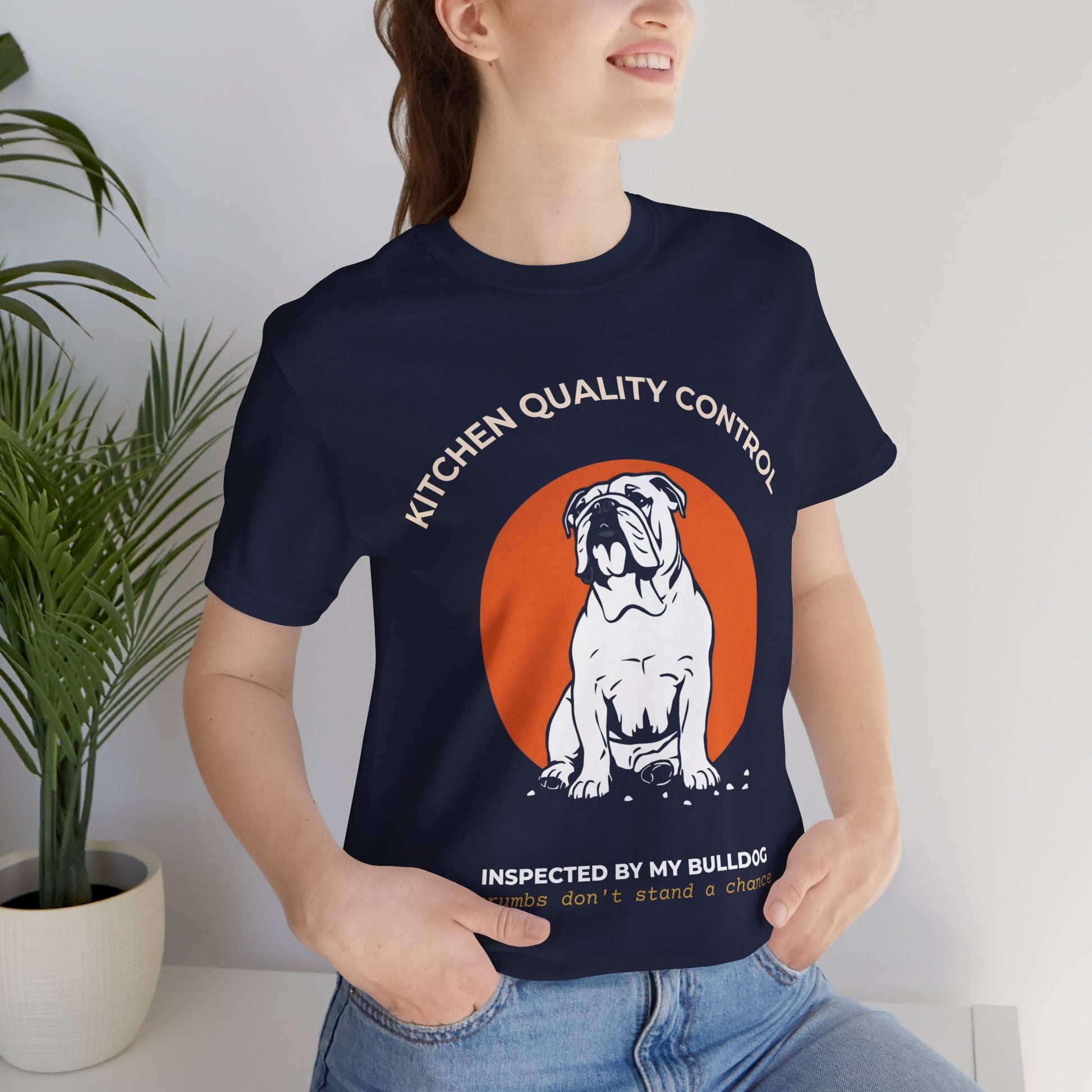Kitchen Quality Control Bulldog t-shirt — funny Bulldog kitchen tee on Bella+Canvas 3001, view 5