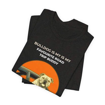 Bulldog Road Trip Buddy t-shirt — funny Bulldog travel tee on Bella+Canvas 3001, view 14