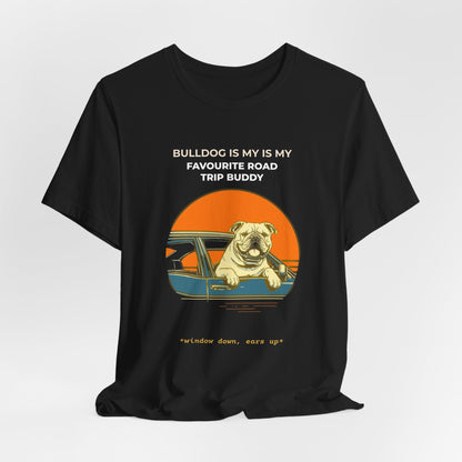 Bulldog Road Trip Buddy t-shirt — funny Bulldog travel tee on Bella+Canvas 3001, view 9