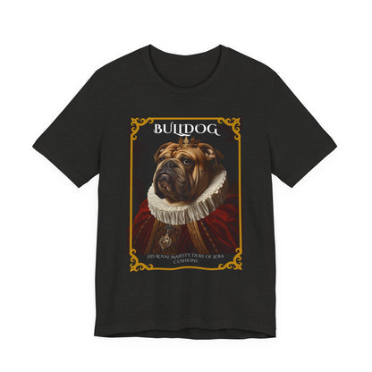 Model wearing the Bulldog Royal Portrait tee, front pose