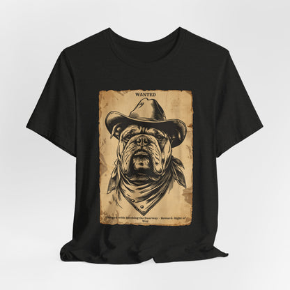 Bulldog Wanted Outlaw t-shirt back view black heather