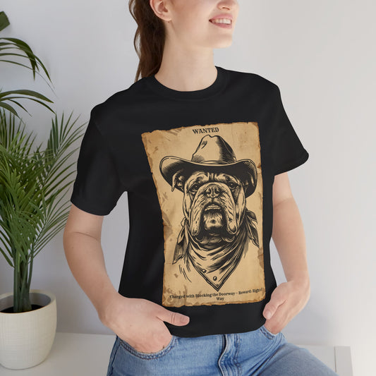 Bulldog Wanted Outlaw t-shirt front view black
