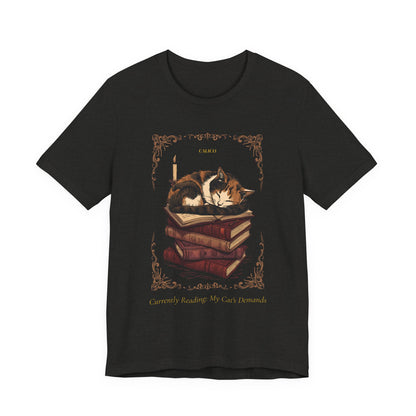 Model wearing the Calico Cat tee, front pose