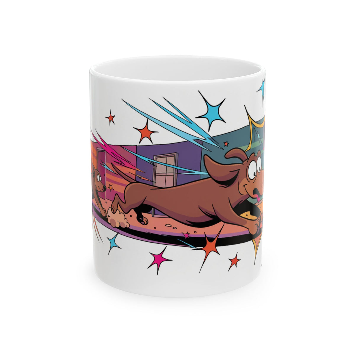 Dachshund ceramic coffee mug, 11oz and 15oz playful cartoon sausage dog gift - view 1