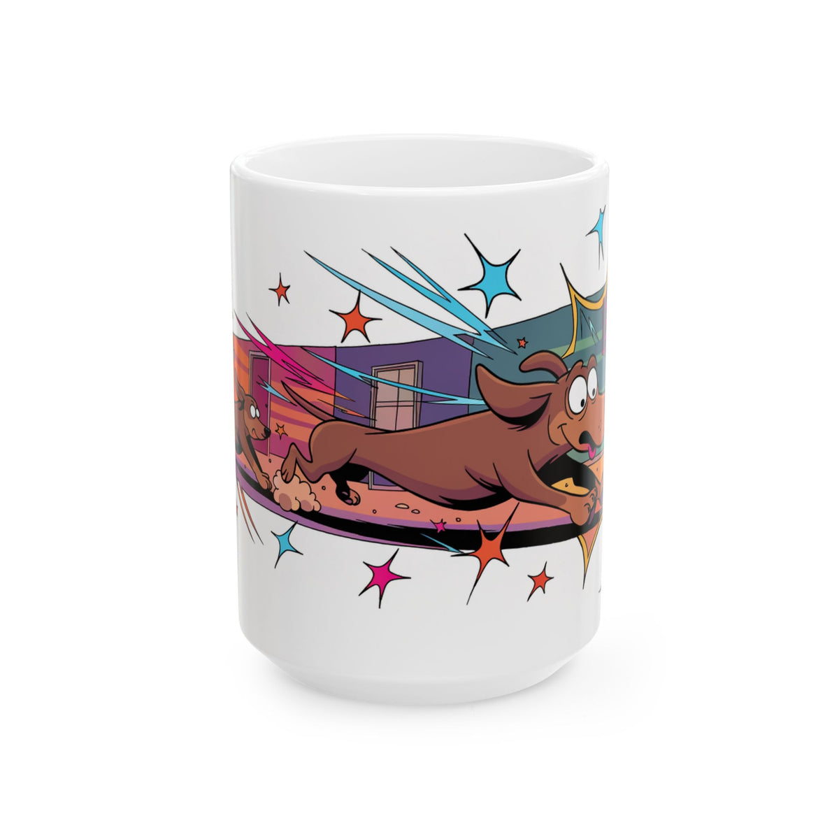 Dachshund ceramic coffee mug, 11oz and 15oz playful cartoon sausage dog gift - view 2