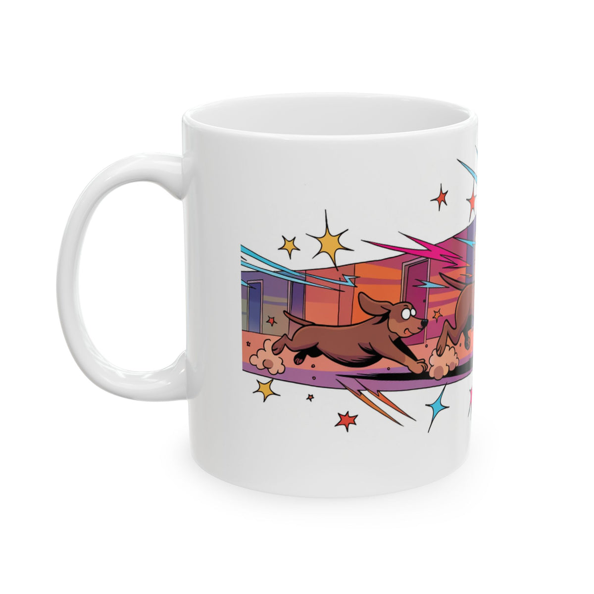 Dachshund ceramic coffee mug, 11oz and 15oz playful cartoon sausage dog gift - view 4