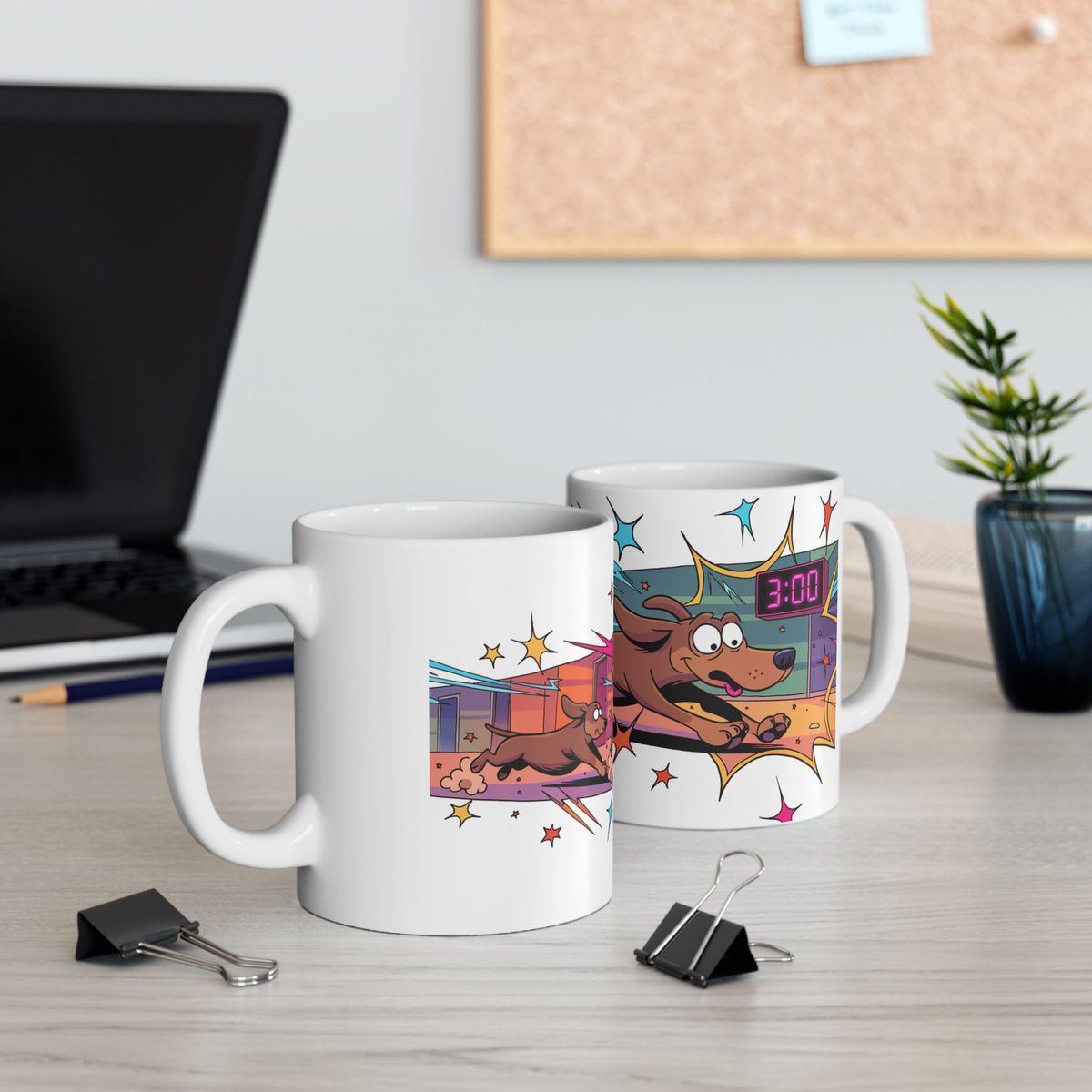 Dachshund ceramic coffee mug, 11oz and 15oz playful cartoon sausage dog gift - view 7